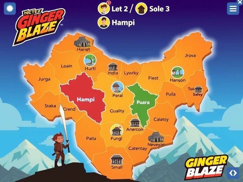 Ginger Blaze Explorer Game World Map - India-inspired Regions